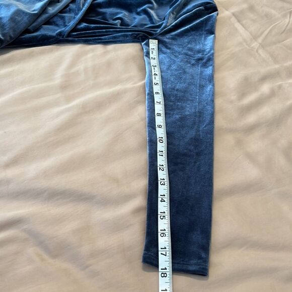 NWT J Crew merchantile size S shiny soft  blue velour long sleeve faux wrap top - Picture 6 of 6